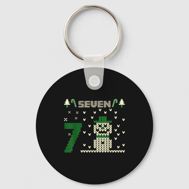 Funny Six Seven 6 7 Ugly Christmas Sweaters For Co Keychain (Front)