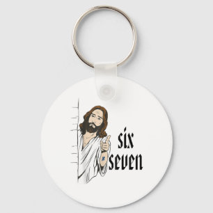 Funny Six Seven Brainrot Meme 6 7 Viral Gen Z 67 T Keychain