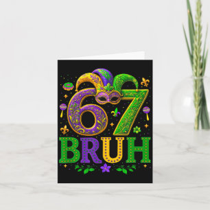 Funny six seven bruh 6 7 mardi gras boys girls kid card