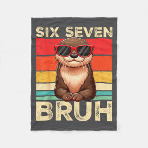 Funny Six Seven Bruh 6 7 Otter Meme Kids Boys Men Fleece Blanket