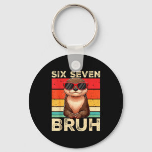 Funny Six Seven Bruh 6 7 Otter Meme Kids Boys Men Keychain