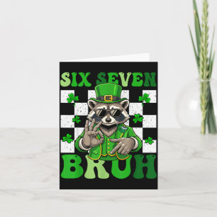 Funny six seven bruh raccoon st patricks day 67 card
