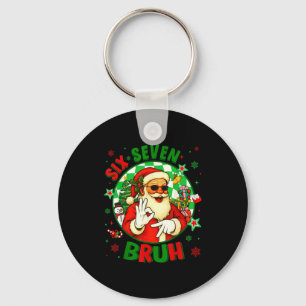 Funny Six Seven Bruh Santa Meme 67 Christmas Boy G Keychain