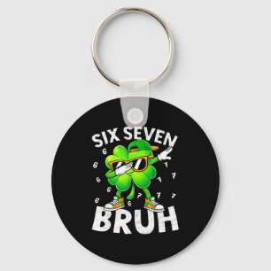 Funny six seven bruh st patricks day dabbing keychain