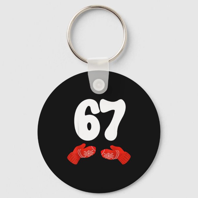 Funny Six Seven Christmas Pajamas Meme Gen Alpha 6 Keychain (Front)