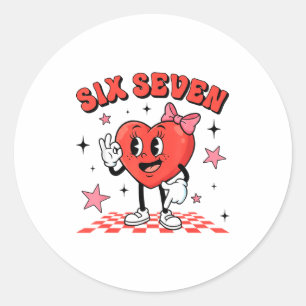 Funny Six Seven Cute Heart 67 Meme Valentine Kids  Classic Round Sticker