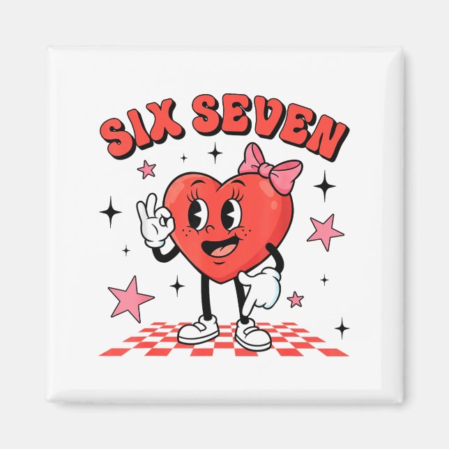 Funny Six Seven Cute Heart 67 Meme Valentine Kids  Magnet (Front)