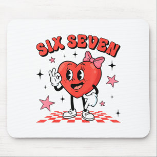 Funny Six Seven Cute Heart 67 Meme Valentine Kids  Mouse Pad