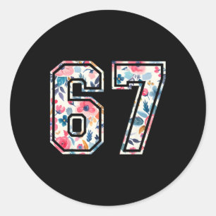 Funny Six Seven Floral 67 Meme Gen Alpha Slang 6 7 Classic Round Sticker