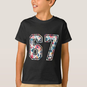 Funny Six Seven Floral 67 Meme Gen Alpha Slang 6 7 T-Shirt