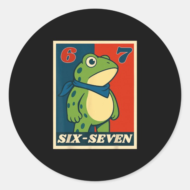 Funny Six Seven Frog 6 7 Meme Gen Alpha Slang Meme Classic Round Sticker (Front)