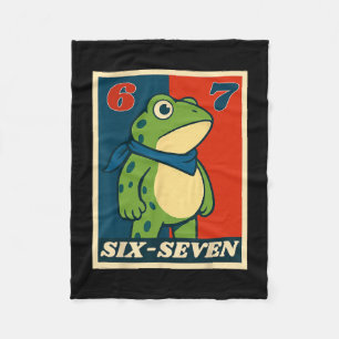 Funny Six Seven Frog 6 7 Meme Gen Alpha Slang Meme Fleece Blanket