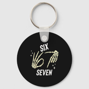 Funny Six Seven Gen Alpha Slang Meme 6 7 Skeleton  Keychain