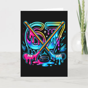Funny Six Seven Ice Cream Drip Ice Hockey  Card
