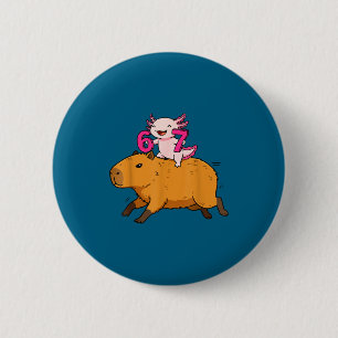 Funny Six Seven Kawaii Axolotl Capybara 2 Inch Round Button