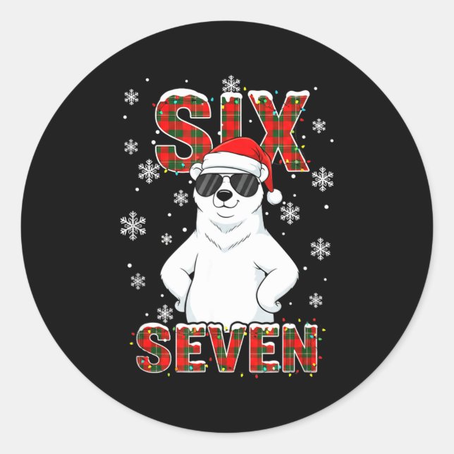 Funny Six Seven Lar Bear Christmas 67 Santa Hat Wi Classic Round Sticker (Front)