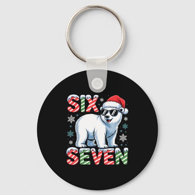 Funny Six Seven Lar Bear Christmas 67 Santa Hat Wi Keychain (Front)