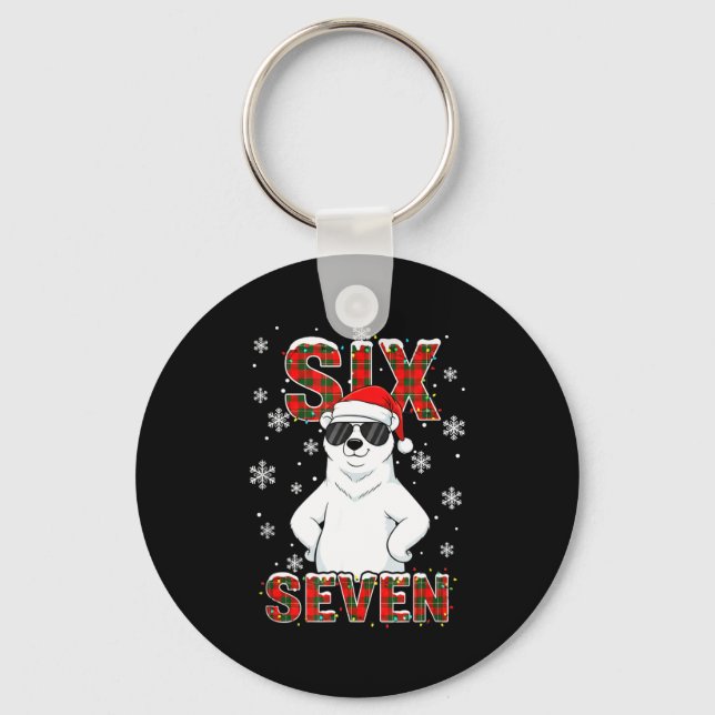 Funny Six Seven Lar Bear Christmas 67 Santa Hat Wi Keychain (Front)