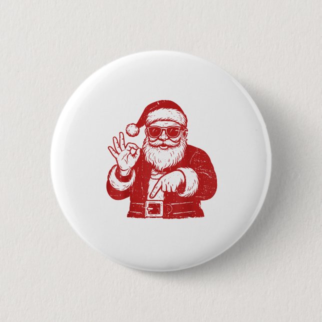 Funny Six Seven Meme 67 Christmas Brainrot Santa C 2 Inch Round Button (Front)