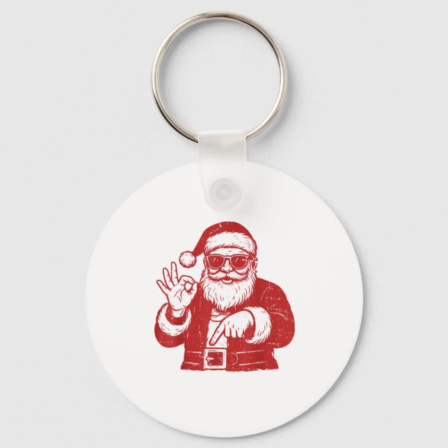 Funny Six Seven Meme 67 Christmas Brainrot Santa C Keychain (Front)
