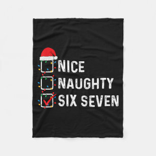 Funny Six Seven Meme 67 Christmas List Nice Naught Fleece Blanket