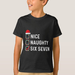 Funny Six Seven Meme 67 Christmas List Nice Naught T-Shirt