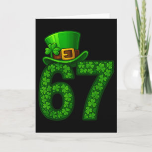 Funny Six Seven Meme 67 St Patricks Day Shamrocks Card