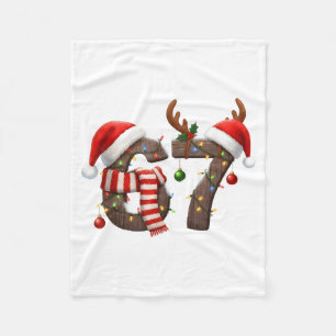 Funny Six Seven Meme 6-7 Xmas 67 Christmas Lights Fleece Blanket