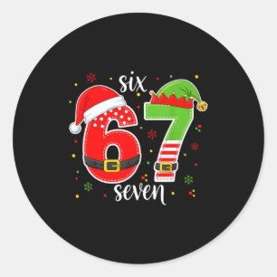 Funny Six Seven Meme Christmas 67 Meme Xmas Boys G Classic Round Sticker