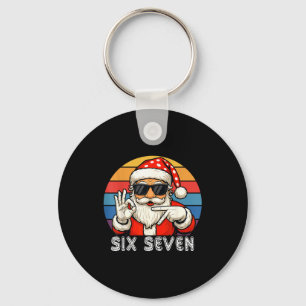 Funny Six Seven Meme Christmas Cool Santa Saying 6 Keychain