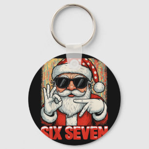 Funny Six Seven Meme Christmas Cool Santa Saying 6 Keychain