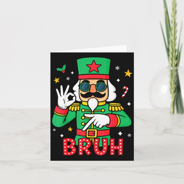 Funny Six Seven Meme Christmas Nutcracker Bruh Men Card (Front)