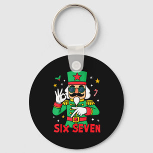 Funny Six Seven Meme Christmas Nutcracker Saying 6 Keychain