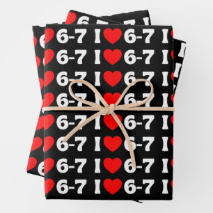 Funny Six Seven Meme “I Love 6-7” Pattern Wrapping Paper Sheet