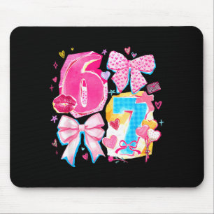 Funny Six Seven Valentine Coquette Bow Preppy Hear Mouse Pad