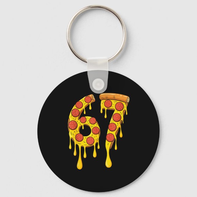 Funny Six Seven Zza 67 Number  Keychain (Front)