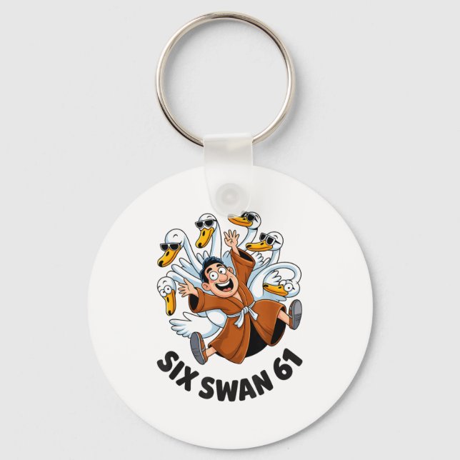 Funny Six Swan 61 Meme New Gen Alpha Slang Six One Keychain (Front)