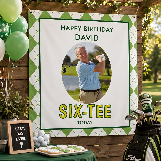 Funny Six-tee Golf 60th Birthday  Tapestry (Golf Six-tee 60th birthday banner
)