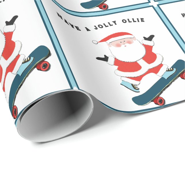 Funny Skateboard Christmas Gift Wrapping Paper (Roll Corner)