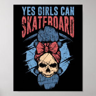 Funny Skateboard Gift For Girls Kids Skateboarding Poster