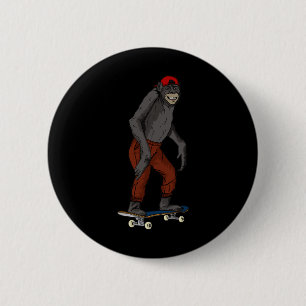Funny Skateboard Monkey Gift Idea 4 Skate And Half 2 Inch Round Button