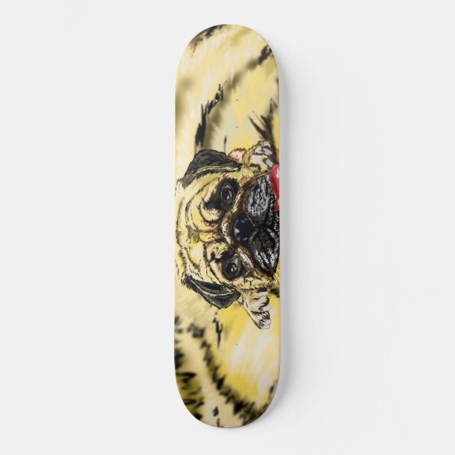 Funny SKateboard with Pug Dog (Front)