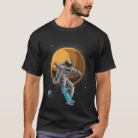 Funny Skateboarding Astronaut T-shirt, Retro 