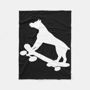 Funny Skateboarding Boxer Dog Skateboard Skater Fleece Blanket