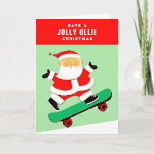 Funny Skateboarding Christmas Holiday Card