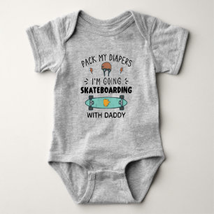 Funny skateboarding daddy  baby bodysuit