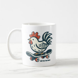 Funny Skateboarding Farm Chicken Personalized Coffee Mug