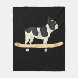 Funny Skateboarding French Bulldog Puppy Fleece Blanket