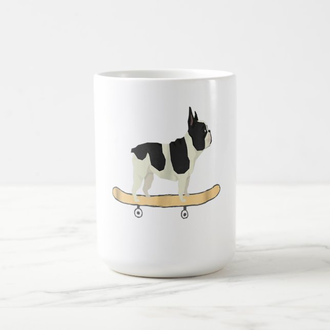 Funny Skateboarding French Bulldog Puppy Gift Coffee Mug (Center)