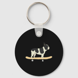 Funny Skateboarding French Bulldog Puppy Gift For Keychain